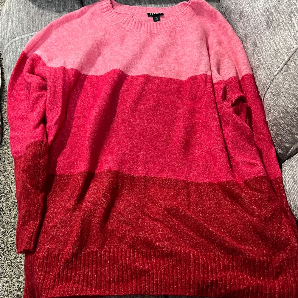 Torrid Pink and Red Color Block Sweater